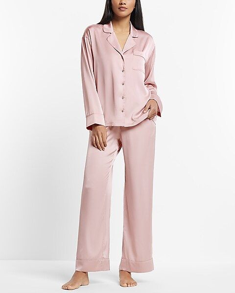 Satin Rhinestone Button Pajama Set | Express