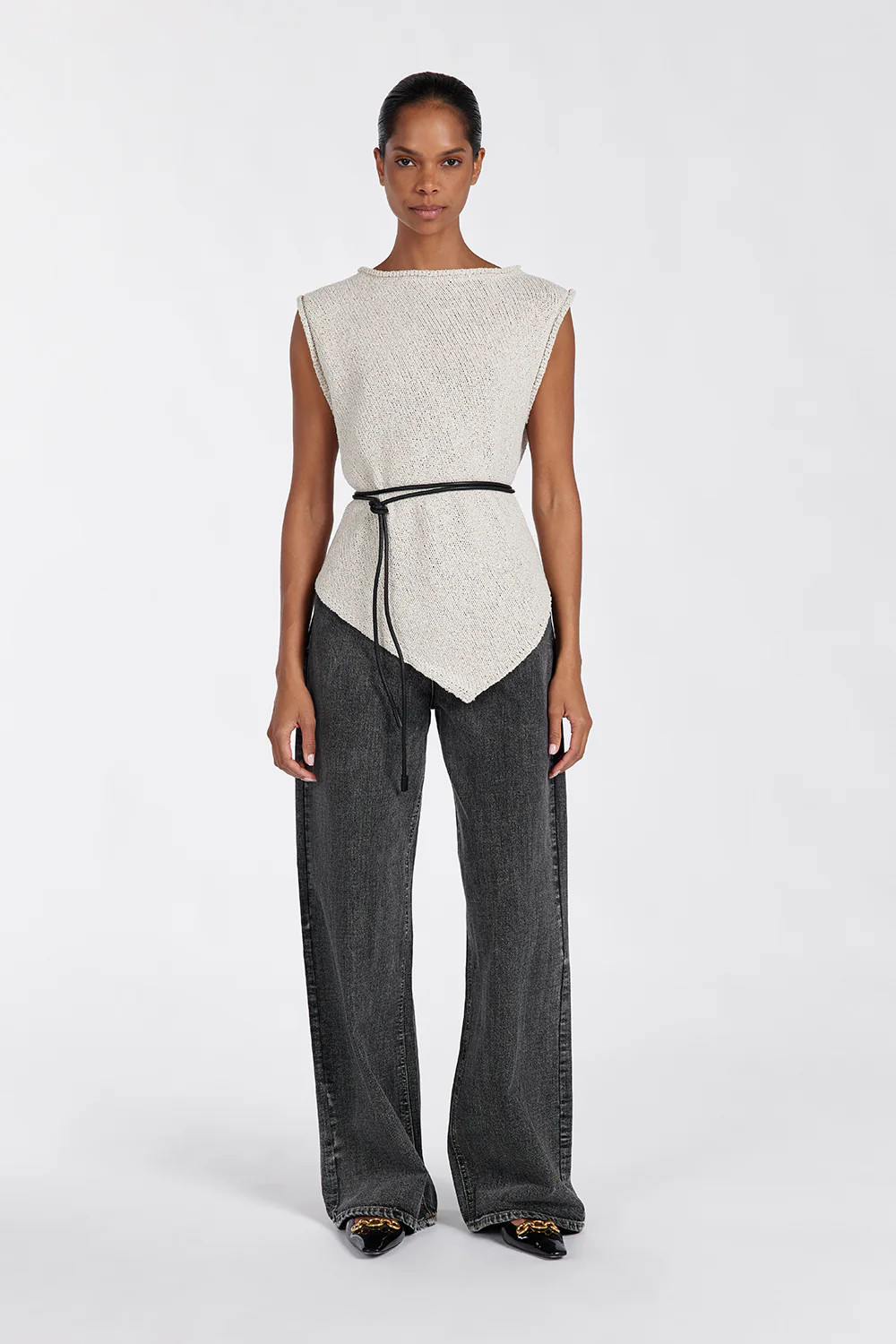 ALTHEA STONE ASYM KNIT TOP | DISSH