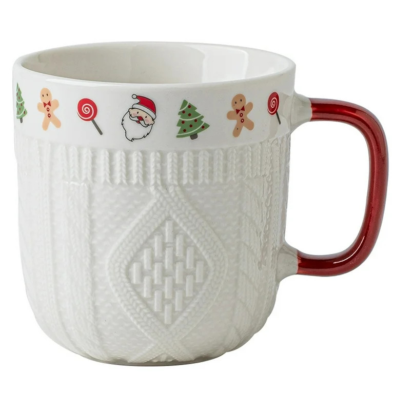 Juego de Tazas de Cerámica Navideña con Mango Rojo, Tazas de Café Navideñas con Estampado de ... | Walmart (US)
