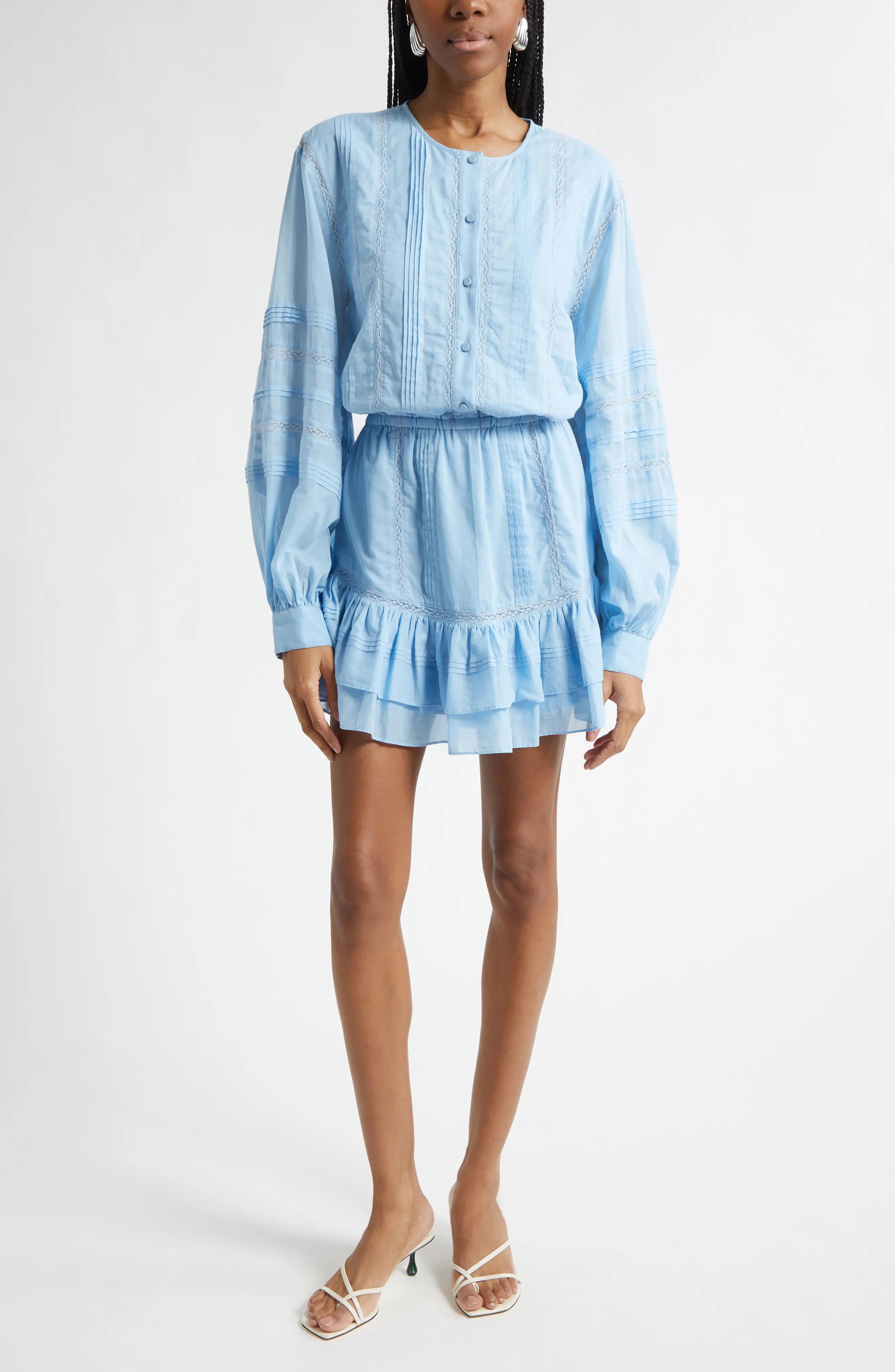 Arabella Lace Inset Long Sleeve Cotton Minidress (Women) | Nordstrom | Nordstrom