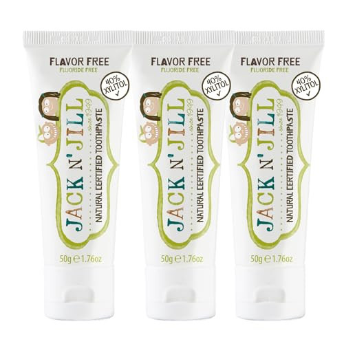 Jack N' Jill Natural Toothpaste for Kids - Fluoride Free Toothpaste, 40% Xylitol, BPA-Free - Flavor Free, 1.76 oz (Pack of 3) | Amazon (US)