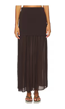 Line & Dot Rhone Mix-media Skirt in Espresso from Revolve.com | Revolve Clothing (Global)