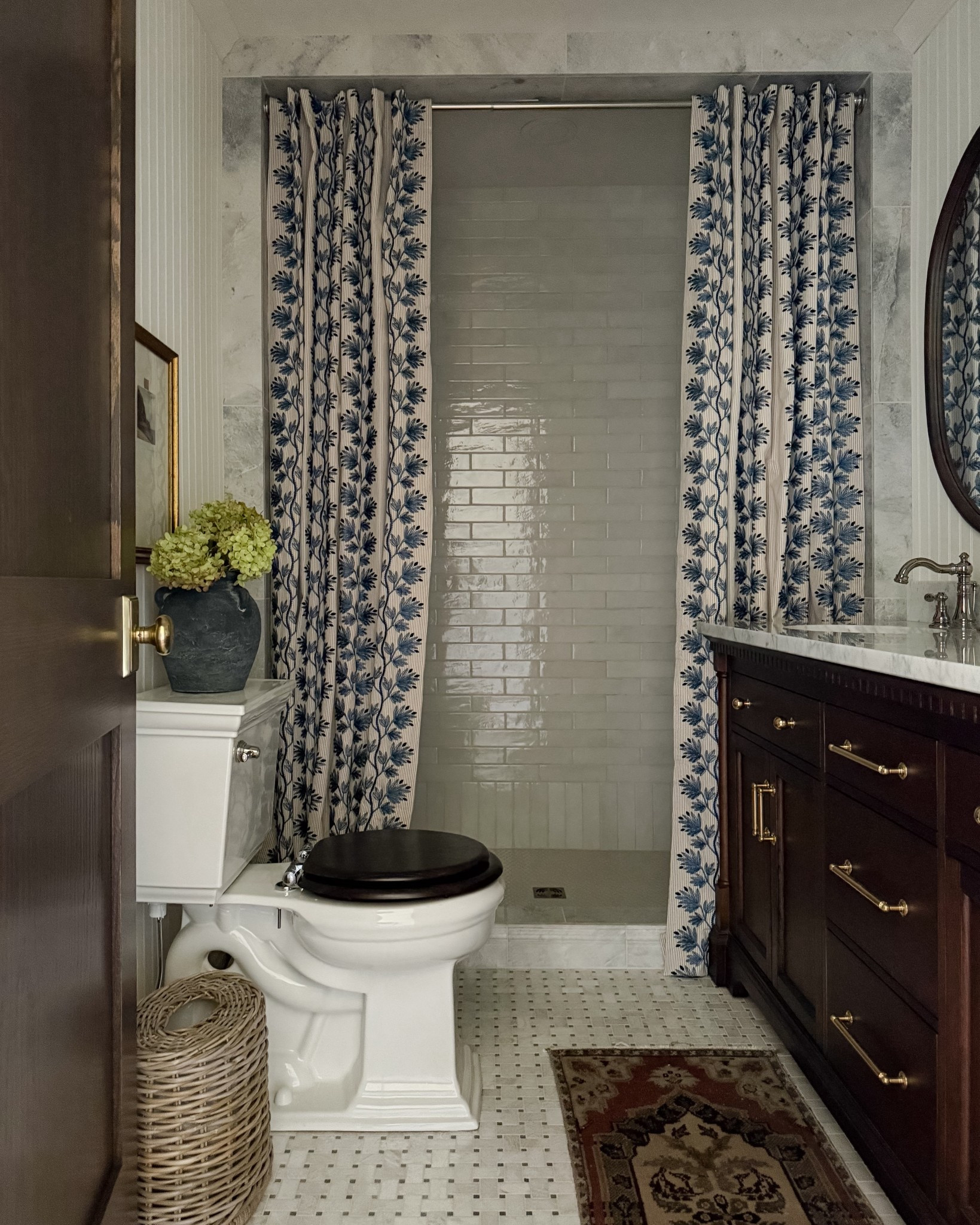 My dream bathroom came to life! From the finishes to the shower curtain the details were so important to me. I love the mid of unlaquered brass and polished nickel! 

#LTKStyleTip #LTKU #LTKHome