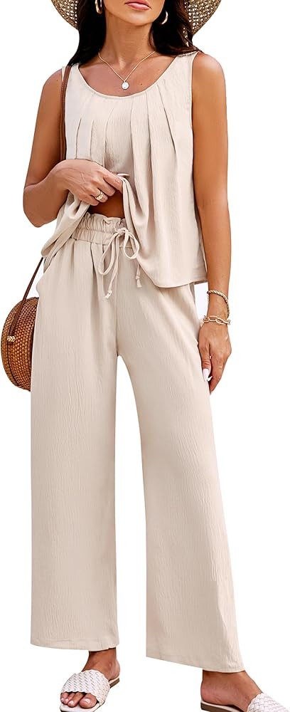 Blooming Jelly Womens Two Piece Sets Lounge Holiday Outfits Linen Matching Sets Clothing Dressy J... | Amazon (US)