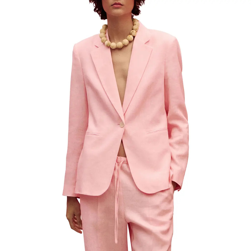 MANGO Boreli Linen Blazer in Light/Pastel Pink at Nordstrom Rack, Size 6 | Nordstrom Rack
