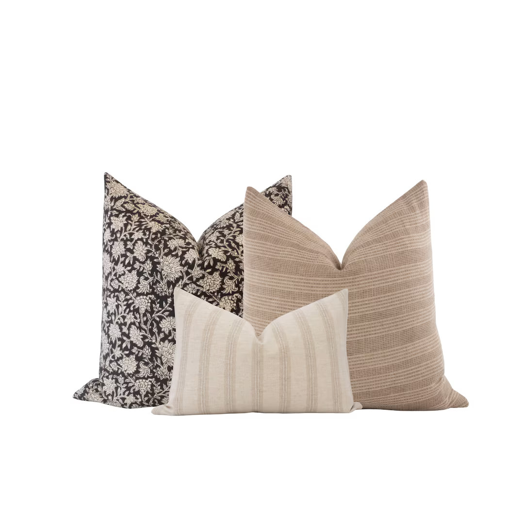 Pillow Cover Combo Warm Neutral Pillow Cover Combo Pillow Set Modern Farmhouse Pillow Cover Sofa ... | Etsy (US)