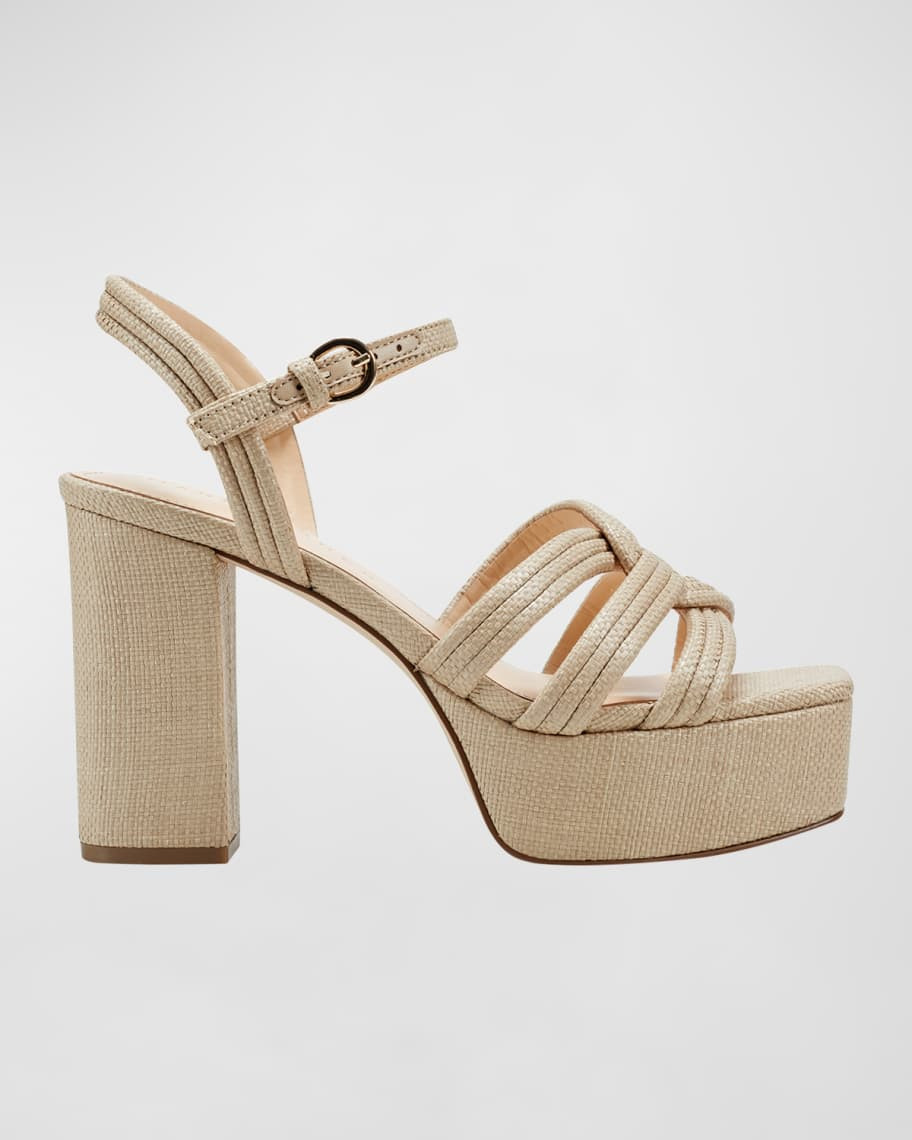 Marc Fisher LTD Leather Woven Ankle-Strap Platform Sandals | Neiman Marcus