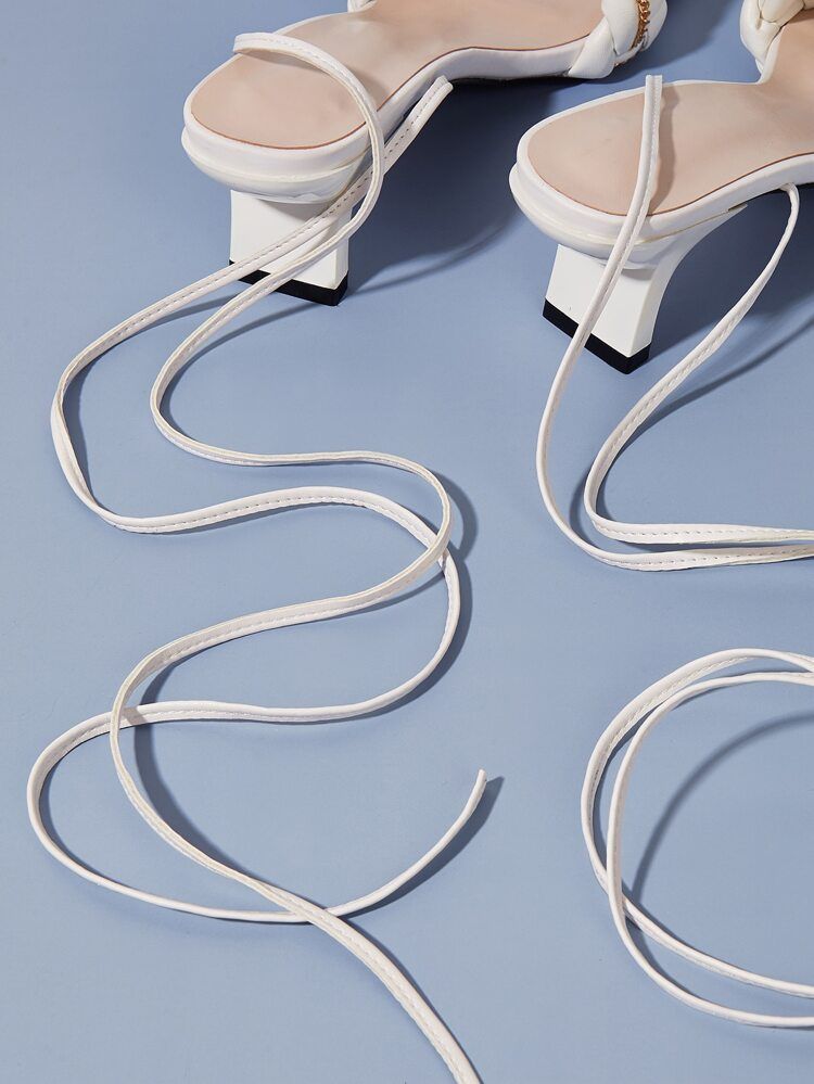 Chain Decor Tie Leg Sandals | SHEIN