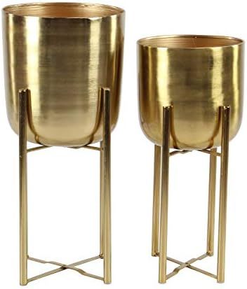 Amazon.com: CosmoLiving by Cosmopolitan Metal Round Planter with Removable Stand, Set of 2 19", 2... | Amazon (US)