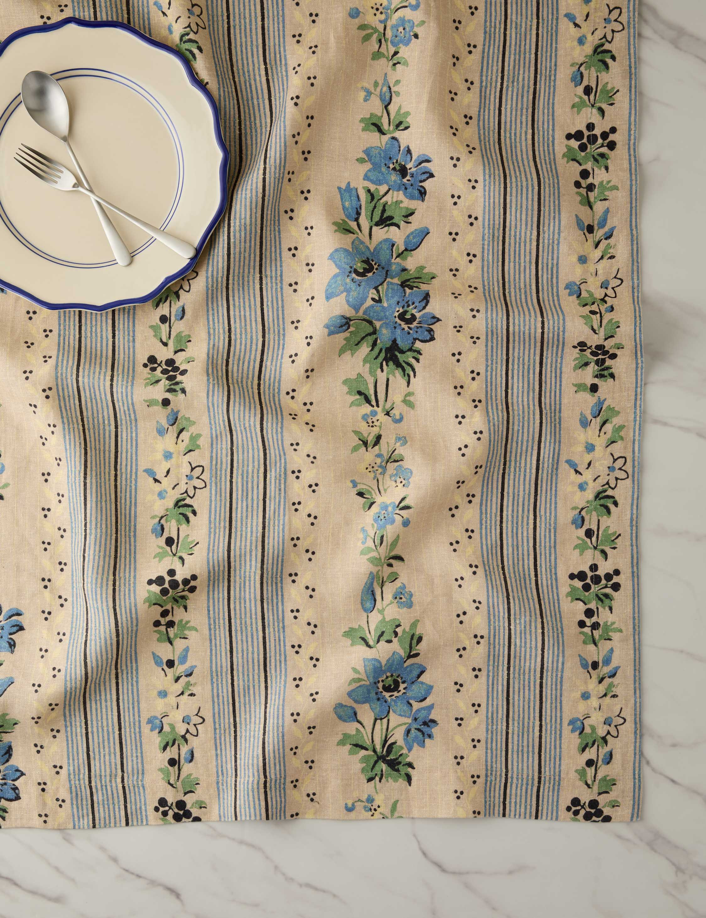 Golden Linen Tablecloth by Heidi Caillier, Azure, Large | Lulu and Georgia 