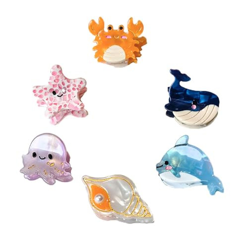 6PCS Sea Animals Small Hair Claw Clips for Women Girls Mini Ocean Hair Clip Hair Accessories with... | Amazon (US)