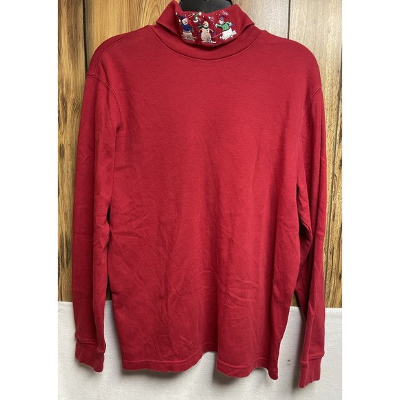 Croft & Barrow Womens Red Large Snowman Christmas Turtleneck Long Sleeve Y2k | Poshmark