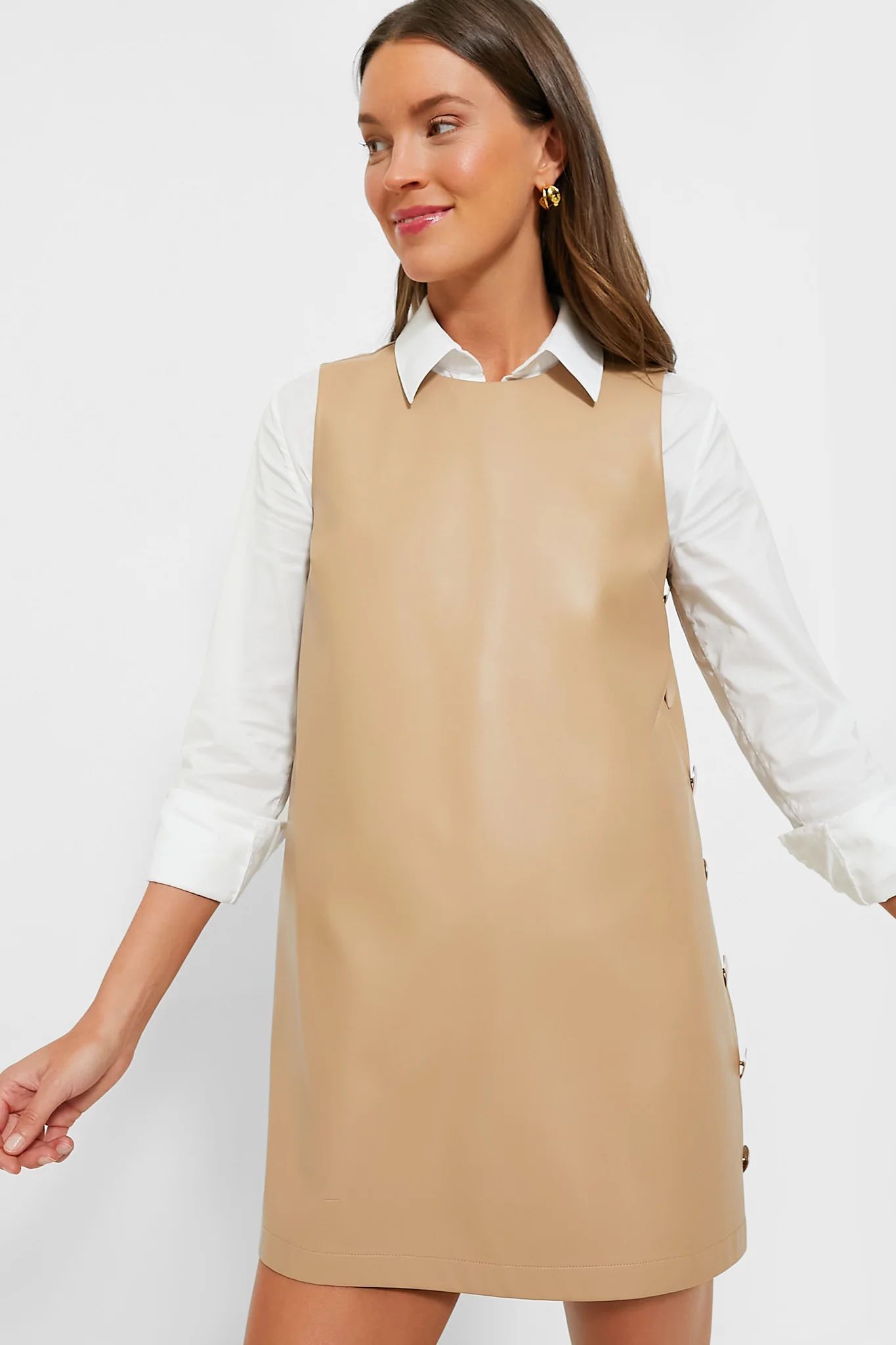 Butterscotch Bitsy Faux Leather Mini Swing Dress | Tuckernuck (US)