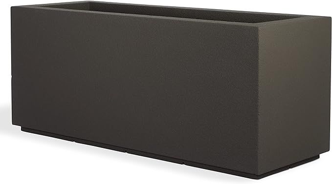 PolyStone Milan Tall Modern Outdoor/Indoor Rectangular Trough Planter, 46" L X 17" W X 19" H, Lig... | Amazon (US)