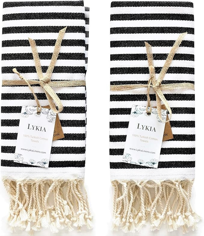 Lykia Turkish Hand Towel Set of 2 - Decorative Hand Towels for Bathroom and Kitchen - 100% Cotton... | Amazon (US)