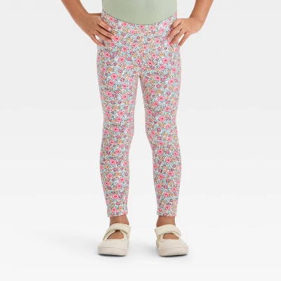Toddler Girls' Floral Printed Leggings - Cat & Jack™ Beige 3T | Target