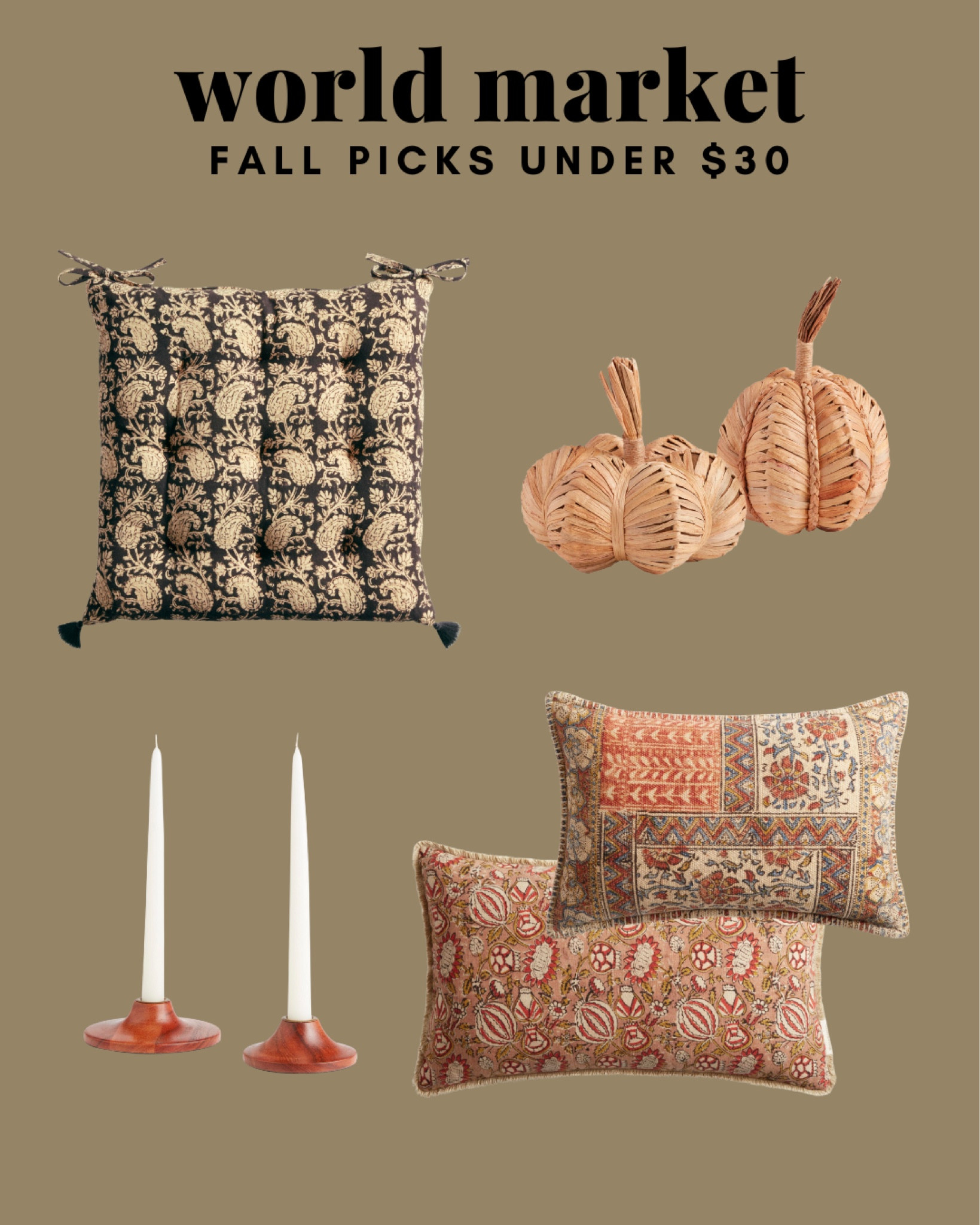 World market fall decor under $30

#worldmarket #worldmarketdecor #falldecor #halloweendecor #fallpillows #fallthrowpillows #rattan #fallpumpkins #rattanpumpkins 

#LTKHalloween #LTKSeasonal #LTKhome