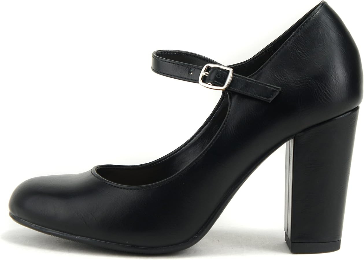 CITYCLASSIFIED Comfort Women's Closed Toe Ankle Strap Block Heel | Amazon (US)