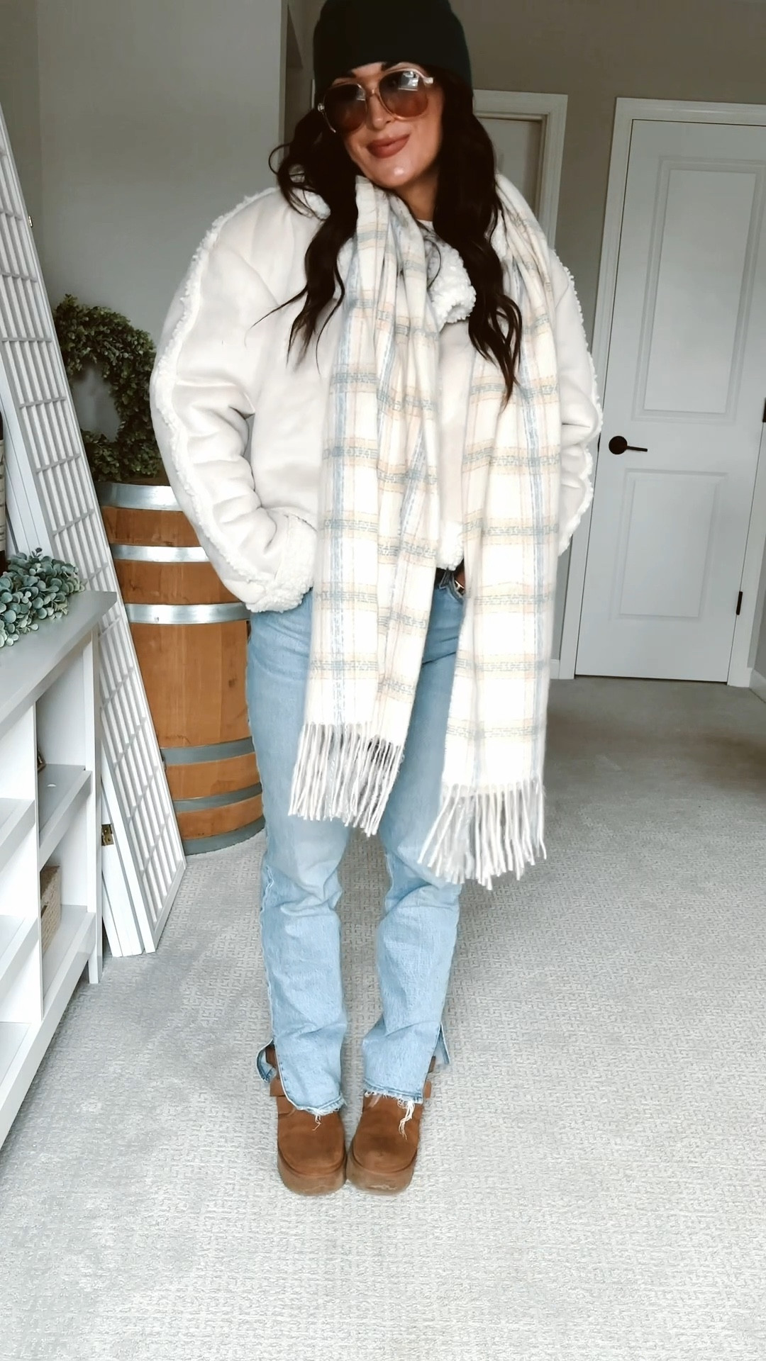 Cozy outfit for this cold winter day ❄️ wearing a medium in the sweater and 28 in the jeans! 

#LTKFindsUnder100 #LTKWatchNow #LTKStyleTip