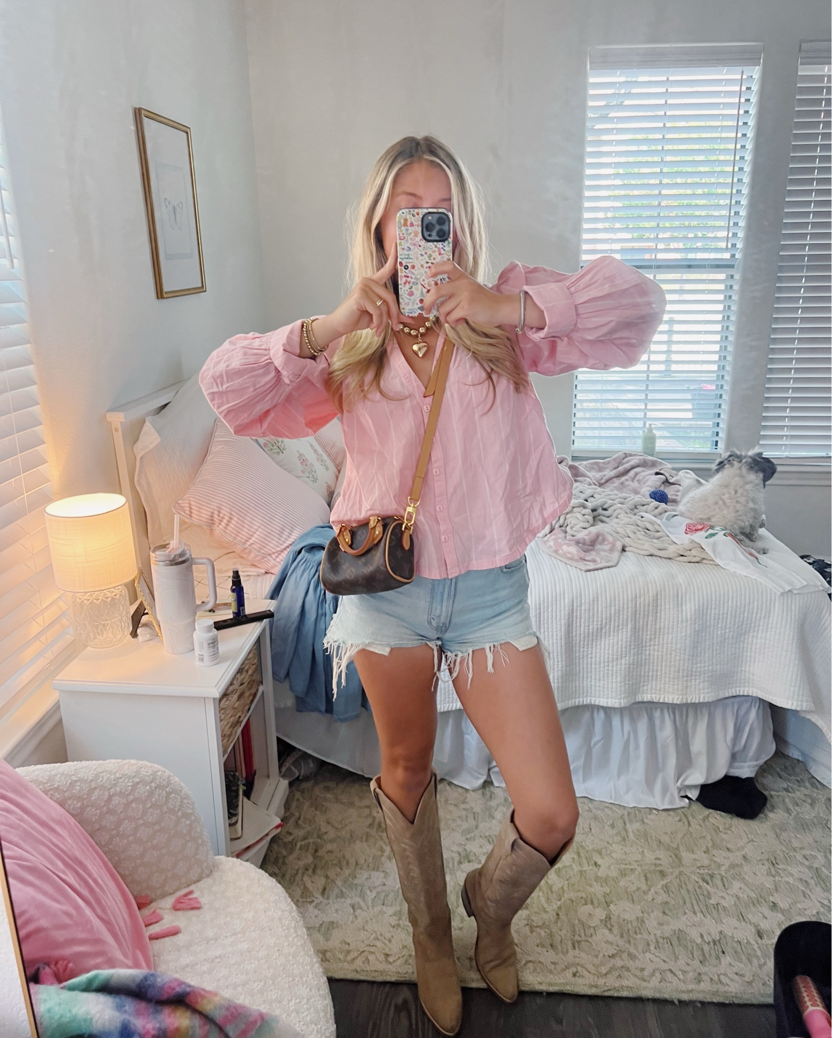 My favorite outfit!! This pink fall top from free people. Perfect for country concerts or festivals with your girls! Size small in everything! Amazon dupes and tecovas boots. Abercrombie shorts! Love love love!

#LTKStyleTip #LTKSeasonal #LTKFindsUnder100