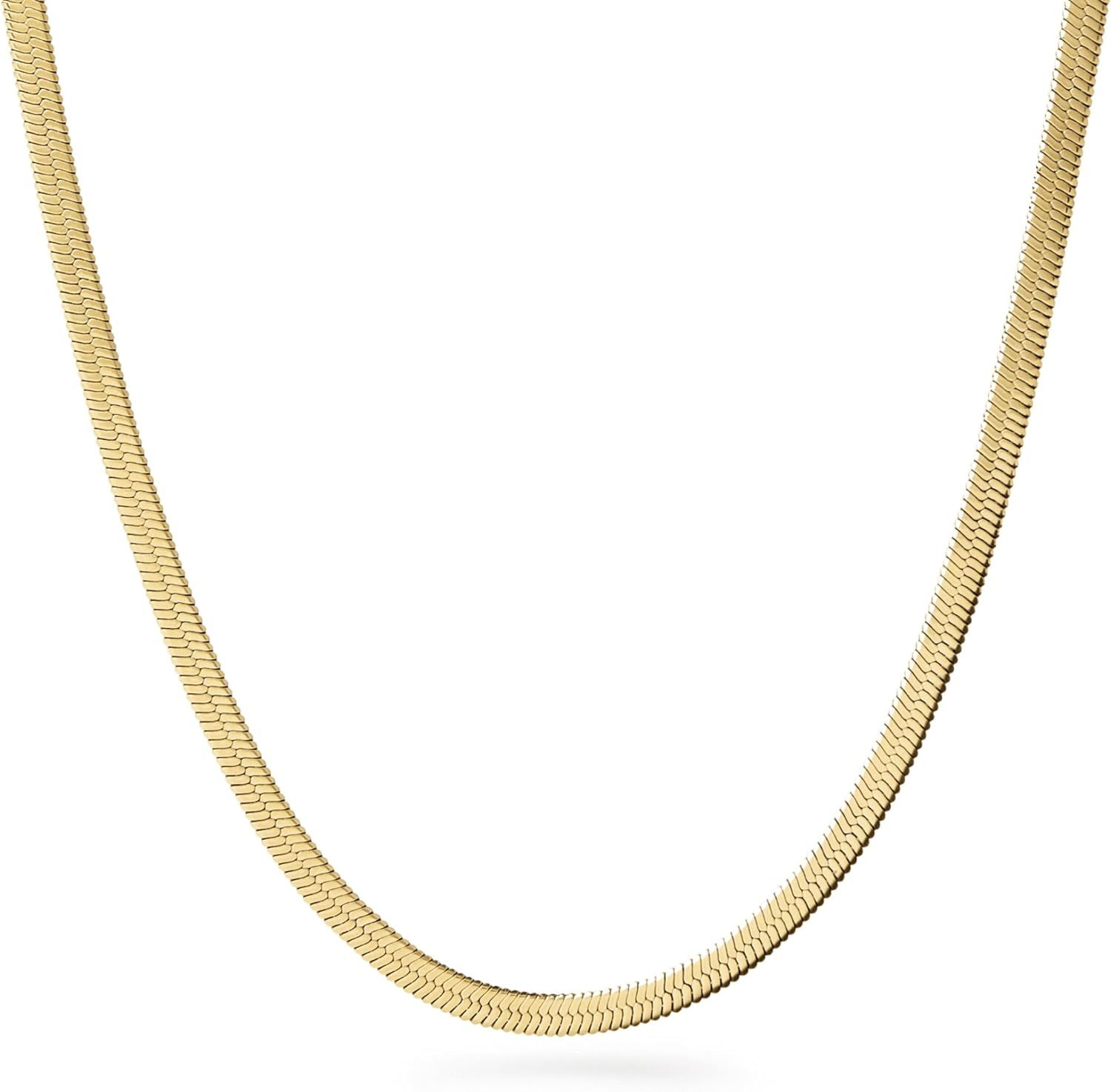 Ana Luisa Herringbone Chain Necklace - Ina | 14K Gold Plated Chain | Versatile, Easy-To-Layer | H... | Amazon (US)