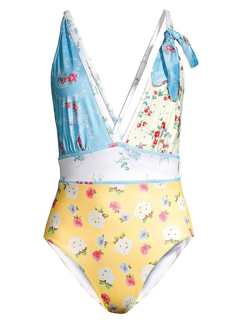 LoveShackFancy Women's Millicent Floral Plunge One-Piece Swimsuit - Size Small | Saks Fifth Avenue