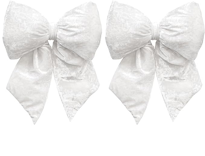 KI Store White Large Plush Velvet Bows Set of 2 12-Inch Christmas Bow Tree Topper for Christmas T... | Amazon (US)