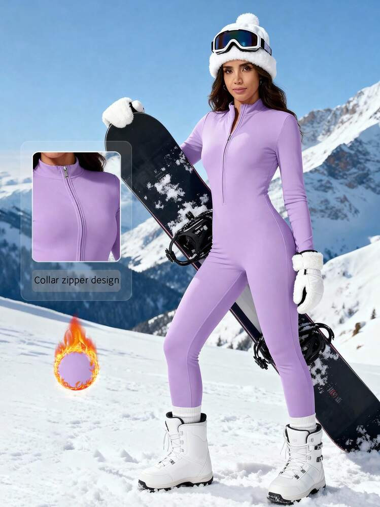 NcmRyu 1 pieza Chaqueta deportiva/de esquí con cuello con cremallera, elástica y con forro pola... | SHEIN