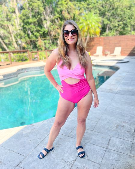 #walmartpartner #walmartfashion  Guys I found the perfect swimsuit for moms on @walmart !  The cut out is flattering and hits above my stretch marks, it has good bum coverage and the padding is even sewn in so it doesn’t get lost in the wash. @walmartfashion

#LTKSwim #LTKOver40 #LTKFindsUnder50