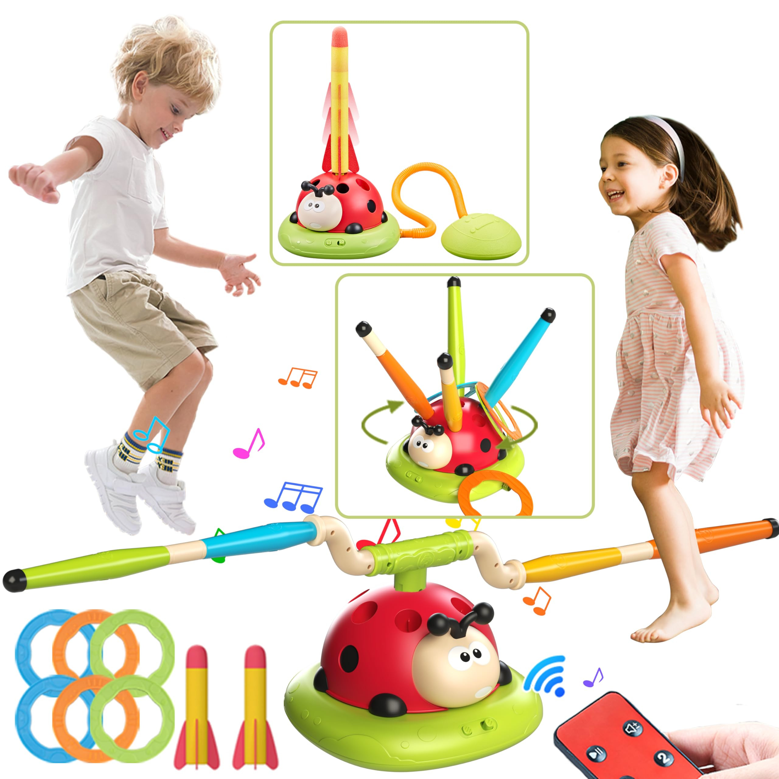 Engfa 3 in 1 Musical Jump, Toss Ring Game and Stomping Launch Rocket Launcher for Kids Toys for G... | Amazon (US)
