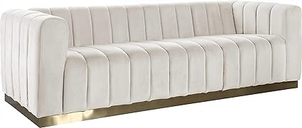Meridian Furniture Marlon Collection Modern | Contemporary Velvet Upholstered Sofa with Deep Chan... | Amazon (US)