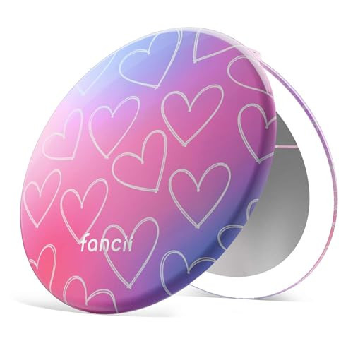 Fancii Taylor LED Lighted Travel Makeup Mirror, Rechargeable, 10x /1x Magnifying, Tru-Glow Lighting System, XL Large 5” Wide | Compact Mirror for Purses (Lovestruck) | Amazon (US)