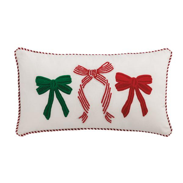 Bow Embroidered Pillow | Mud Pie