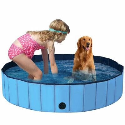 Costway 55'' Foldable Dog Pet Pool Kiddie Bathing Tub Indoor Outdoor Portable Leakproof | Target
