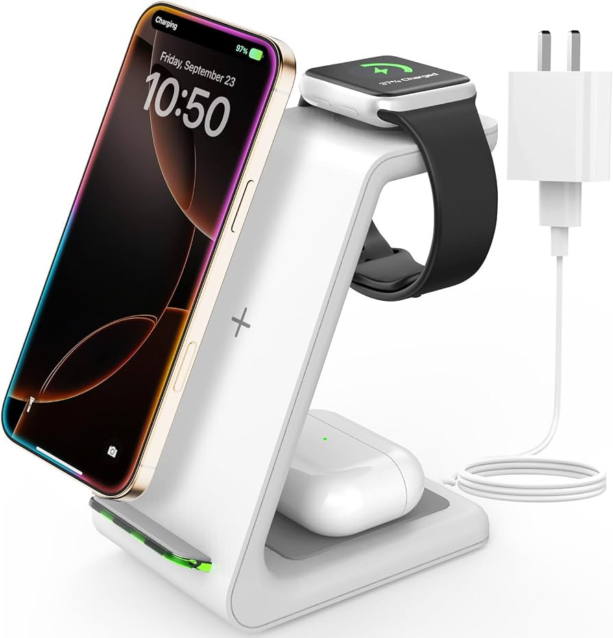 JoyGeek 3 in 1 Wireless Charging Station for Apple, Wireless Charger Stand for iPhone 16/15/14/13... | Amazon (US)