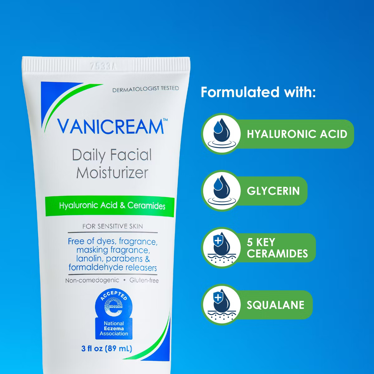 Vanicream Daily Facial Moisturizer with Hyaluronic Acid & Ceramides for Sensitive Skin - Unscente... | Target