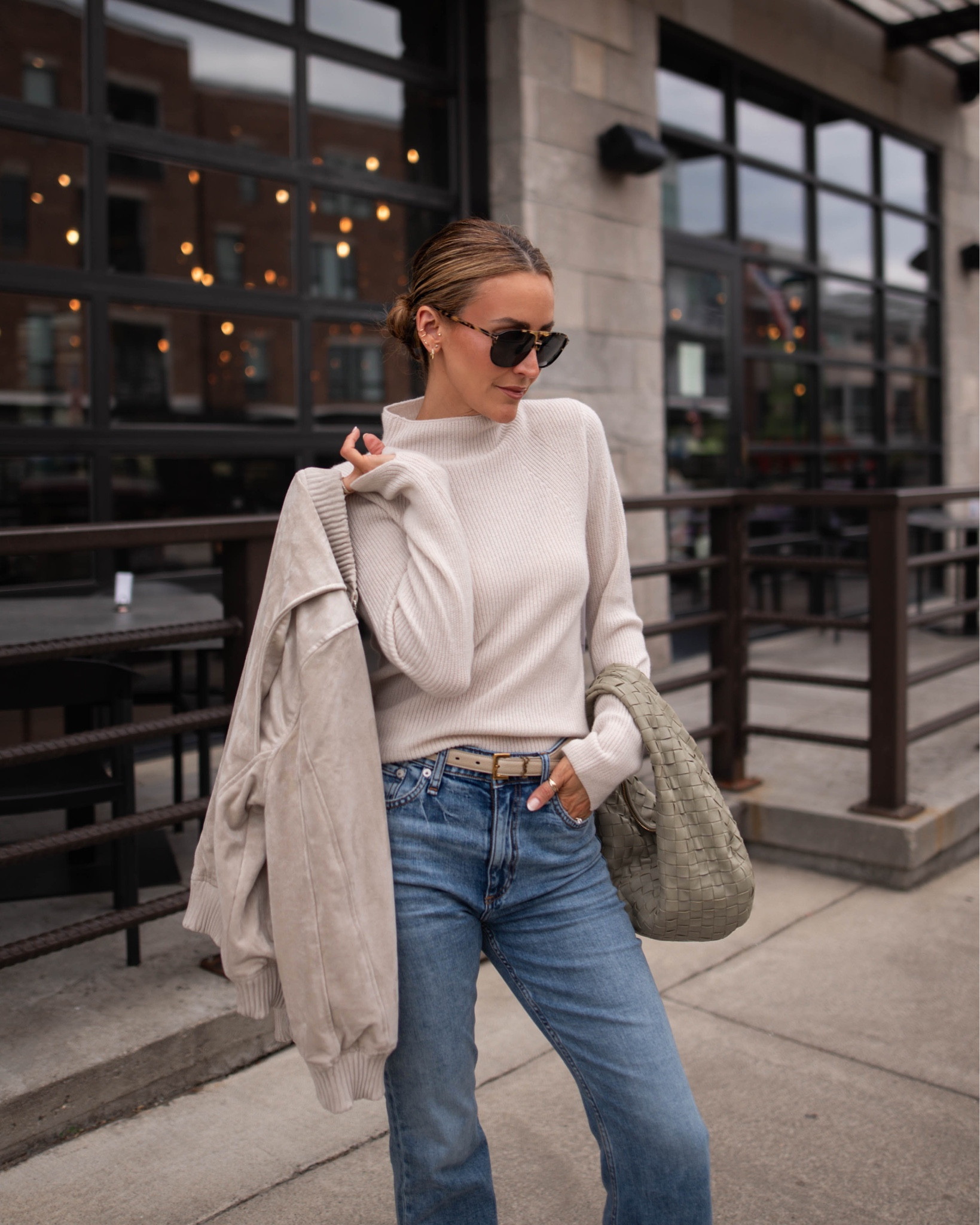 #nsale still stocked: 100% cashmere sweater under $100 - rag and bone cropped flare jeans, rag and bone sneakers - faux suede jacket is sold out but should have restocks soon! 

#LTKstyletip #LTKunder100 #LTKxNSale