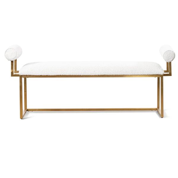 Florence Ivory White Boucle Bench - Brushed Gold Base | Interior Secrets | Interior Secrets