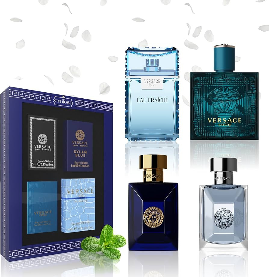 Versace Miniature Variety Bundle of 4 Versace Perfume for Men Bottles. Designer Mens Cologne Gift... | Amazon (US)