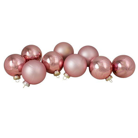 Northlight 9ct Shiny and Matte Pink and Gold Glass Ball Christmas Ornaments 2.5" (65mm) | Target