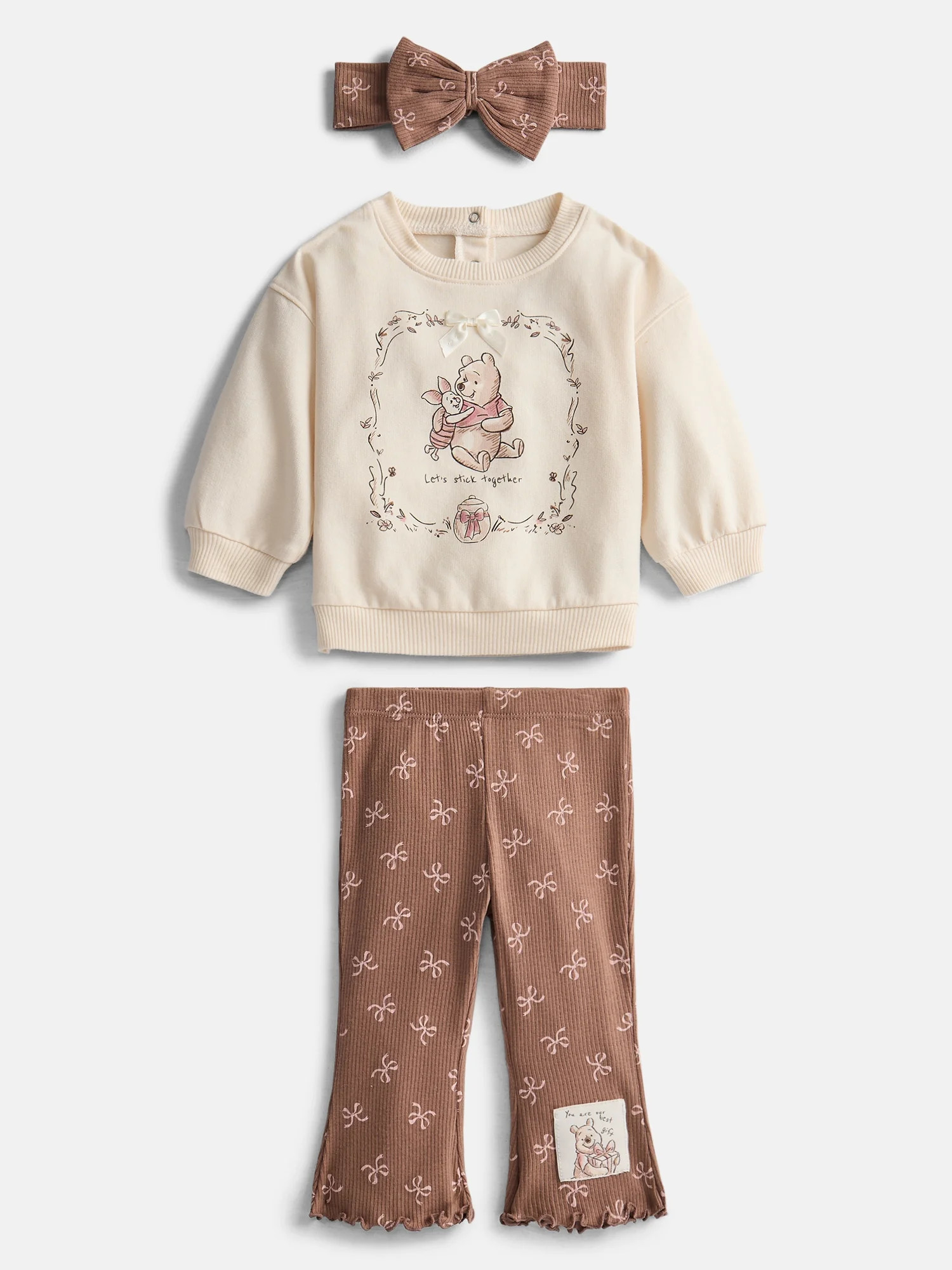 Winnie the Pooh Baby Girl's Graphic Crewneck Sweatshirt, Leggings and Headband, 3 Piece, Sizes 0/... | Walmart (US)