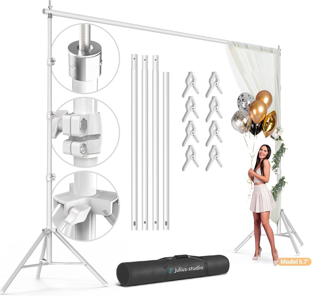 Julius Studio [White Body] 10 x 10 ft. (W x H) New Gen. White Metal Backdrop Stands, Background S... | Amazon (US)