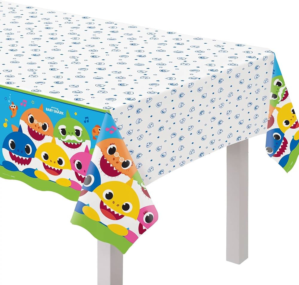 Adorable Baby Shark Plastic Table Cover - 54" x 96" (1 Pc.) - Durable & Waterproof Material - Ide... | Amazon (US)