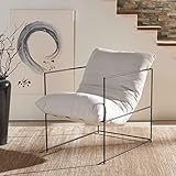 Safavieh Home Collection Portland Metal Ivory and Black Pillow Top Accent Chair | Amazon (US)