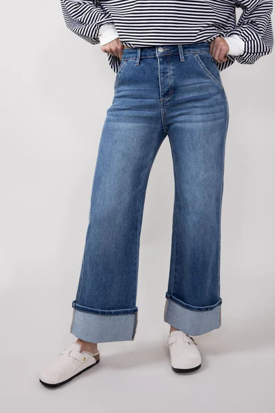 Mica High Rise Wide Cuffed Leg Jeans for Women | Glik's