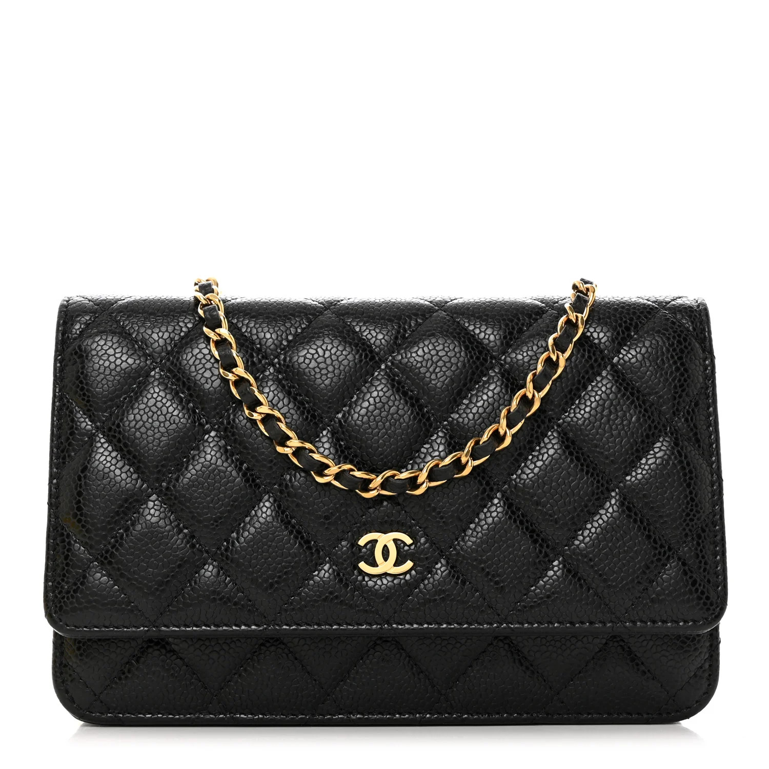 Caviar Quilted Wallet on Chain WOC Black | FASHIONPHILE (US)