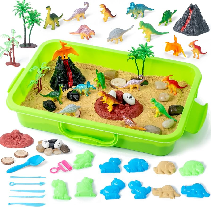 sikmcle Dinosaur Sensory Bin Toy for Kids Dinosaur Toys and Play Sand Kit for Boy Sensory Bin Fil... | Amazon (US)