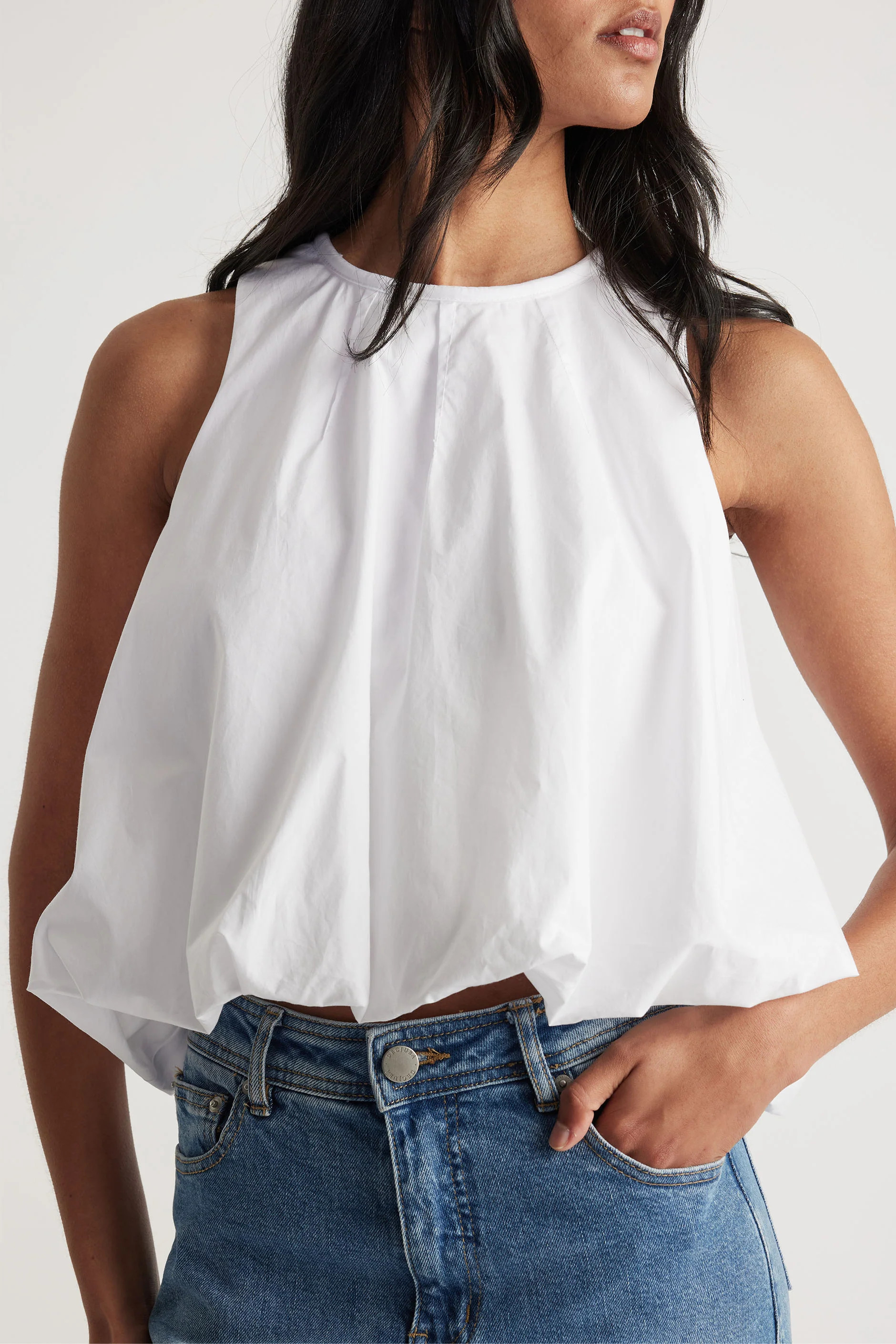 Rey Cotton Bubble Top - White | DECJUBA