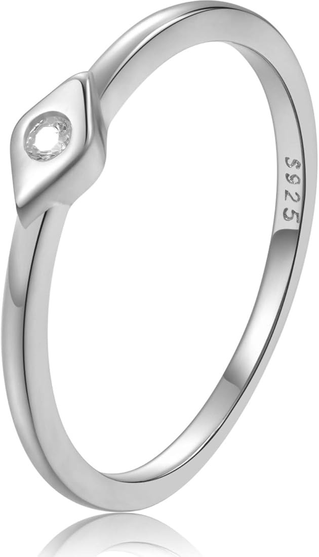 LEMON GRASS Sterling Silver Evil Eye Dainty Ring | Amazon (US)