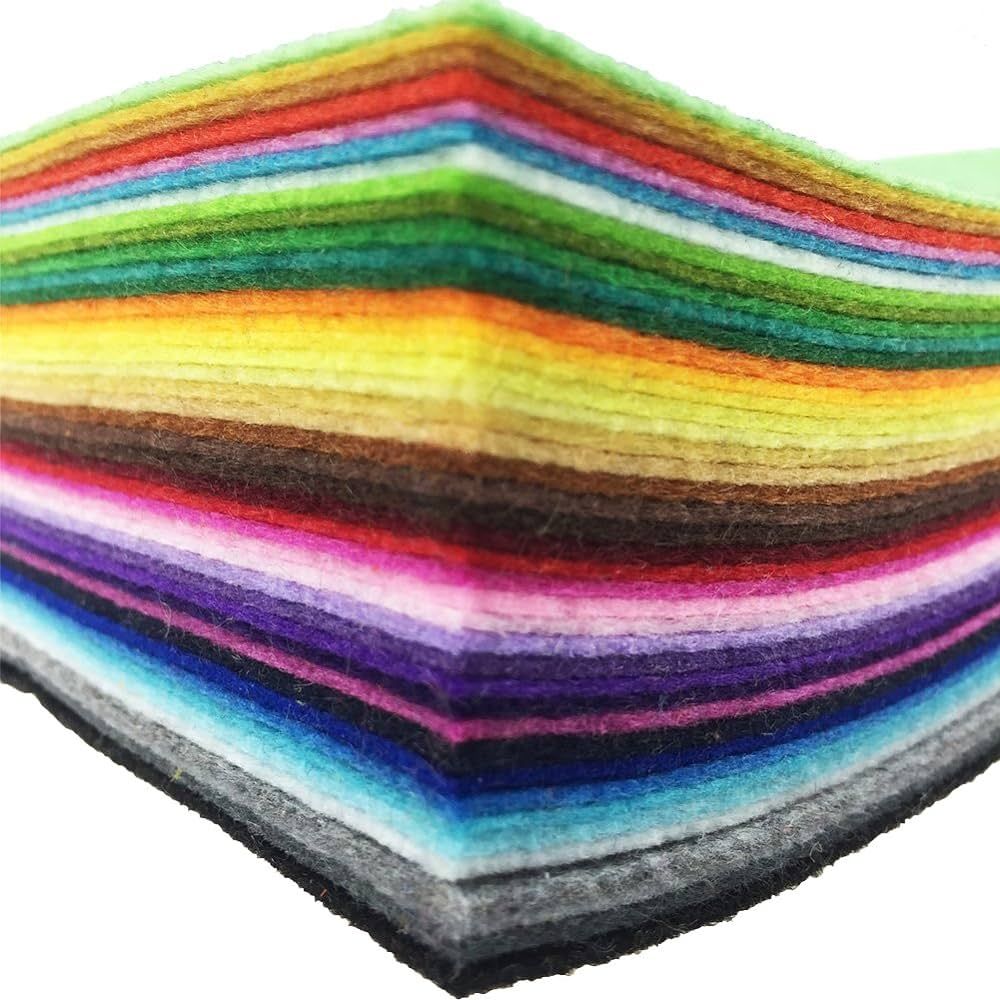 flic-flac 42pcs 8"x8“ (20x20cm) Felt Fabric Sheet Assorted Color Felt Pack DIY Craft Squares No... | Amazon (US)